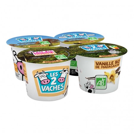 LES 2 VACHES Crème vanille Bio 4x115g